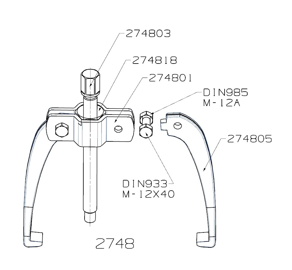 EXTRACTOR FORZA SERIE 2740 AUTOCENTRANTE LIGERO DE 2 PATAS